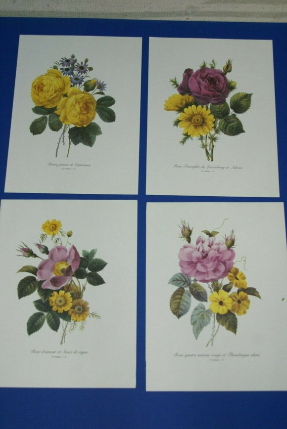 4 VARIED REDOUTE BOUQUET PLATES COLLECTIBLE COLORFUL FLOWERS WALL ART HOME DECOR 70, 72, 73, & 75