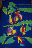 HIGH QUALITY HAND PAINTED TEXTILE FABRIC SARONG SIGNED BY THE ARTIST: DETAILED MOTIFS OF AQUATIC PLANTS & FISH 70" x 48" (no 27)
