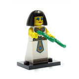 BRAND NEW, RARE,  RETIRED LEGO MINIFIGURE:  EGYPTIAN QUEEN  WITH HAIR, POISON SNAKE + BLACK BASE 6 PIECES  (Serie 5) 8805, YEAR 2011 COLLECTIBLE