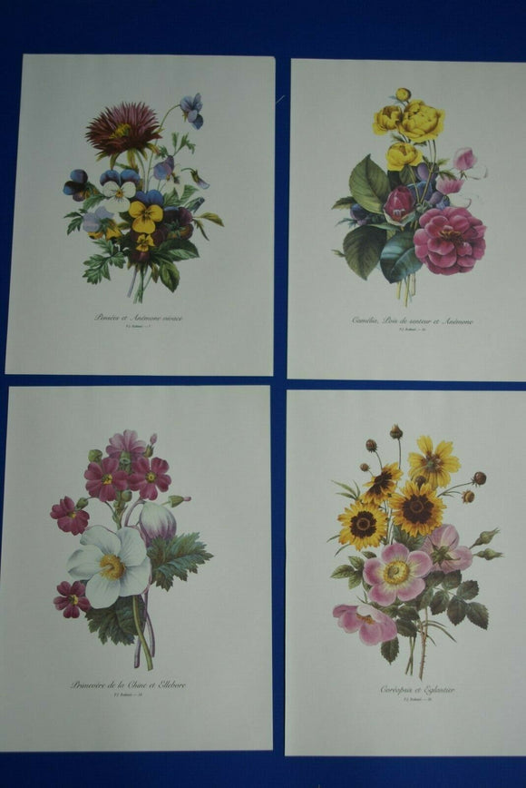 4 VARIED REDOUTE BOUQUET PLATES COLLECTIBLE COLORFUL FLOWERS WALL ART HOME DECOR 7, 10, 18, & 20