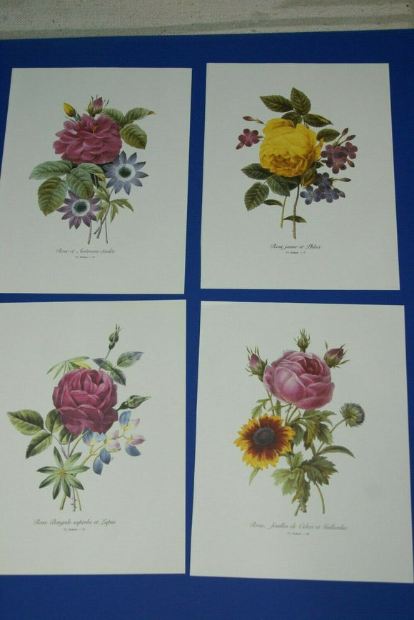 4 VARIED REDOUTE BOUQUET PLATES COLLECTIBLE COLORFUL FLOWERS WALL ART HOME DECOR 76, 77, 74 & 80