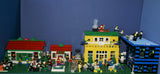 HUGE CUSTOM LEGO SET 32" x 12" x 15": THE ULTIMATE YEAR ROUND CHRISTMAS VILLAGE (2136 PCS) WITH 81 MINIFIGURES & 4 BUILDINGS, POLICE STATION, INDOOR POOL, OFFICES, WAREHOUSE, APTS, CARS, MOTOCYCLES, GARDENS, SANTAS & ACCESSORIES (KIT 27)