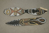 RARE MINDJA MINJA HAND CARVED YAM HARVEST UNIQUE CELEBRATION MASK POLYCHROME  WITH NATURAL PIGMENTS, PAPUA NEW GUINEA PRIMITIVE ART HIGHLY COLLECTIBLE & EXTREMELY DECORATIVE 11A4: 28.25"X 6.25