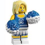 BRAND NEW, NOW RARE, RETIRED LEGO MINIFIGURE COLLECTIBLE: CHEERLEADER WITH 2 POMPOMS & BLACK BASE (Serie 1) YEAR 2009, 7 PIECES