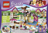 NOW RARE RETIRED LEGO FRIENDS HEARTLAKE CITY POOL JACCUZI (41008) & 2 MINIFIGURES, LOUNGE CHAIRS, UMBRELLA, DIVING BOARD, SLIDE, BASKETBALL HOOP, SHOWER, BATHROOM, ACCESSORIES, BOX & MANUALS: AGE 6-12. YEAR 2013