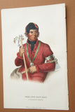 1865 Original Hand colored lithograph of TSHI-ZUN-HAU-KAU, a Winnebago Warrior from the Royal octavo edition of McKenney & Hall’s History of the Indian Tribes of North America (TSHIZUNHAUKAU)