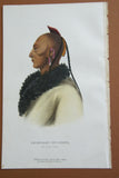1848 Original Hand colored lithograph of Le-Soldat-Du-Chene (le soldat du chene), an osage chief, from the octavo edition of McKenney & Hall’s History of the Indian Tribes of North America