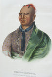 1848 Original Hand colored lithograph of THAYENDANEGEA, GREAT CAPTAIN OF THE SIX NATIONS, from the octavo edition of McKenney & Hall’s History of the Indian Tribes of North America