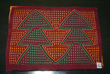 Kuna Indian Folk Art Mola Blouse Panel, Textile from San Blas Islands, Panama. Hand-stitched Reverse Applique: Rarely Performed, Extremely Difficult  Criss-Cross Weave Pattern 16.75" x 11.75" (34B)
