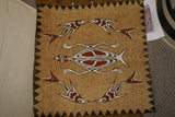 Rare Tapa Bark Cloth (Kapa in Hawaii), from Lake Sentani, Irian Jaya, Papua New Guinea. Hand painted by a Tribal Artist with natural pigments: Spiritual Stylized Motifs of fish and water bugs. 21" x 20,5" (no 38)