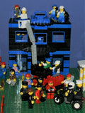 9 CUSTOM LEGO SETS (1911 pcs) WITH 58 NOW RARE RETIRED MINIFIGURES FROM LEGO TOWN (1978-2010). BUILDS: HOSPITAL, AMBULANCE, HELICOPTER, SUNSHINE CAFE, FLORIST, HOT DOG STAND, POST OFFICE, CRANE, POLICE VEHICLES, TRUCKS, ROAD, SO MANY ACCESSORIES (KIT 12)