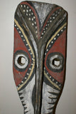 RARE MINDJA MINJA HAND CARVED YAM HARVEST UNIQUE CELEBRATION MASK POLYCHROME  WITH NATURAL PIGMENTS, PAPUA NEW GUINEA PRIMITIVE ART HIGHLY COLLECTIBLE & EXTREMELY DECORATIVE 11A7: 48"X 11" X 5"