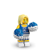 BRAND NEW, NOW RARE, RETIRED LEGO MINIFIGURE COLLECTIBLE: CHEERLEADER WITH 2 POMPOMS & BLACK BASE (Serie 1) YEAR 2009, 7 PIECES