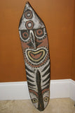 RARE MINDJA MINJA HAND CARVED YAM HARVEST UNIQUE CELEBRATION MASK POLYCHROME  WITH NATURAL PIGMENTS, PAPUA NEW GUINEA PRIMITIVE ART HIGHLY COLLECTIBLE & EXTREMELY DECORATIVE 11A11  32" X 7" X 3"