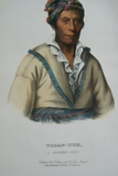 1865 Original Hand colored lithograph of  TOOAN-TUH, A CHEROKEE CHIEF from the Royal octavo edition of McKenney & Hall’s History of the Indian Tribes of North America (TOOANTUH)