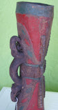Rare Wood Polychrome Kundu Tribal Hourglass Drum, One of a Kind Hand Carved Hand Painted with Natural Pigments Percussion Instrument, collected in the 1990’s in the Lower Ramu River region, Papua New Guinea. 42A1