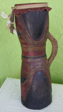 Rare Wood Polychrome Kundu Tribal Hourglass Drum, One of a Kind Hand Carved & Hand Painted Percussion Instrument, collected in the 1990’s in the Sepik River region,  Papua New Guinea. 42A4