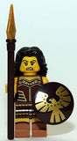 BRAND NEW, RARE RETIRED LEGO COLLECTIBLE MINIFIGURE 71001: WARRIOR WOMAN WITH SHIELD, LANCE & BLACK BASE  (Serie 10) 71001, RELEASED IN 2013. 7 PIECES