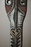 RARE MINDJA MINJA HAND CARVED YAM HARVEST UNIQUE CELEBRATION MASK POLYCHROME  WITH NATURAL PIGMENTS, PAPUA NEW GUINEA PRIMITIVE ART HIGHLY COLLECTIBLE & EXTREMELY DECORATIVE 11A7: 48"X 11" X 5"