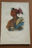 1855 Original Hand colored lithograph of TAH-COL-O-QUOIT, from the octavo edition of McKenney & Hall’s History of the Indian Tribes of North America TAHCOLOQUOIT