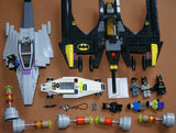 3 LEGO SETS, D.C UNIVERSE SUPER HEROES: BATWING JETPLANE, CATWOMAN JET & AMPHIBIAN POLICE CAR, PLUS 6 HIGHLY COLLECTIBLE NOW RARE RETIRED MINIFIGURES: 2 BATMAN MFGS GREY & BLACK, CATWOMAN, JOKER, HENCHMAN, POLICE GUARD ETC. 287 PCS (KIT 32)