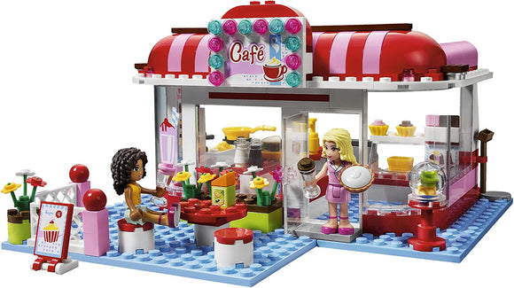 NOW RARE RETIRED LEGO Friends Kit 3061 City Park Café Complete with 2 Minifigures & Many Accessories, Cash Register, Money, Pots & Pans, Outdoors Dining, Instructions’ Booklets, box, built once. Year 2012 (222 Pieces)