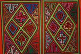 1980's Kuna Indian Folk Art Mola Blouse Panel from San Blas Islands, Panama. Handstitched Reverse Applique: Deck of Cards Motif  16" x 13" (61A)
