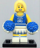 BRAND NEW, NOW RARE, RETIRED LEGO MINIFIGURE COLLECTIBLE: CHEERLEADER WITH 2 POMPOMS & BLACK BASE (Serie 1) YEAR 2009, 7 PIECES