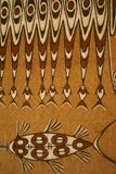 Rare Maro Tapa loin Bark Cloth (Kapa in Hawaii), from Lake Sentani, Irian Jaya, Papua New Guinea. Hand painted by a Tribal Artist with natural pigments: Spiritual Stylized Fish Motifs & swordfish 31.5" x 24.5" (no 3)