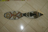 RARE MINDJA MINJA HAND CARVED YAM HARVEST UNIQUE CELEBRATION MASK POLYCHROME  WITH NATURAL PIGMENTS, PAPUA NEW GUINEA PRIMITIVE ART HIGHLY COLLECTIBLE & EXTREMELY DECORATIVE 11A4: 28.25"X 6.25