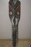 RARE MINDJA MINJA HAND CARVED YAM HARVEST UNIQUE CELEBRATION MASK POLYCHROME  WITH NATURAL PIGMENTS, PAPUA NEW GUINEA PRIMITIVE ART HIGHLY COLLECTIBLE & EXTREMELY DECORATIVE 11A7: 48"X 11" X 5"