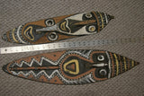 RARE MINDJA MINJA HAND CARVED YAM HARVEST UNIQUE CLAN SPIRIT MASK POLYCHROME  WITH NATURAL PIGMENTS PAPUA NEW GUINEA PRIMITIVE ART HIGHLY COLLECTIBLE DOUBLE FACE AND PHALLIC NOSE WASKUK 11A12: 22.25 X 5"X 2"