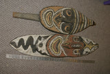 SOLD RARE MINDJA MINJA HAND CARVED YAM HARVEST FESTIVAL UNIQUE CLAN SPIRIT MASK POLYCHROME WITH NATURAL PIGMENTS PHALLIC NOSE WASKUK  PAPUA NEW GUINEA PRIMITIVE ART HIGHLY COLLECTIBLE 11A15: 35 X 7.5"X 5"