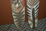 RARE MINDJA MINJA HAND CARVED YAM HARVEST UNIQUE CELEBRATION MASK POLYCHROME  WITH NATURAL PIGMENTS, PAPUA NEW GUINEA PRIMITIVE ART HIGHLY COLLECTIBLE & EXTREMELY DECORATIVE 11A10: 29"X 7”X 1”