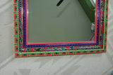 UNIQUE MIRROR WITH COLORFUL PASTELS INTRICATE HAND PAINTED FRAME SIGNED BY FLORIDA ARTIST ITEM DA37 SIZE (LARGE): 23.25" X 19.25"