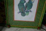 1978 AUSTRALIAN BIRD LITHOGRAPH FROM “PARROTS OF THE WORLD” BY BILL  COOPER PROFESSIONALLY X3 MATTED AND FRAMED IN UNIQUE SIGNED HAND PAINTED FRAME ADORNED WITH FRUIT & LEAVES: UNIQUE DESIGNER WALL ART DÉCOR ITEM DFPO75