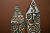 RARE MINDJA MINJA HAND CARVED YAM HARVEST UNIQUE CELEBRATION MASK POLYCHROME  WITH NATURAL PIGMENTS, PAPUA NEW GUINEA PRIMITIVE ART HIGHLY COLLECTIBLE & EXTREMELY DECORATIVE 11A11  32" X 7" X 3"