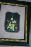 From Hmong Hill Tribe Talented Artist Unique Cotton Embroidery of Colorful Flower Bouquet Custom Framed with special ornate matting. Beautiful Colorful needlework DFH31 Wall Art Décor Designer Collector Detailed