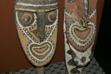 SOLD RARE MINDJA MINJA HAND CARVED YAM HARVEST FESTIVAL UNIQUE CLAN SPIRIT MASK POLYCHROME WITH NATURAL PIGMENTS PHALLIC NOSE WASKUK  PAPUA NEW GUINEA PRIMITIVE ART HIGHLY COLLECTIBLE 11A15: 35 X 7.5"X 5"