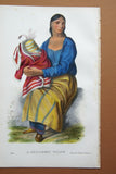 1848 Original Hand colored lithograph of A CHIPPEWAY WIDOW, plate 64, from the octavo edition of McKenney & Hall’s History of the Indian Tribes of North America