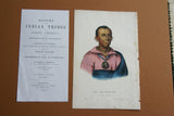 1848 Original Hand colored lithograph Wat-Che-Mon-Ne: An Ioway Chief, plate 90 from the octavo edition of McKenney & Hall’s History of the Indian Tribes of North America (WATCHEMONNE)