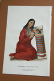 1865 Original Hand colored lithograph of CHIPPEWAY SQUAW & CHILD, from the Royal octavo edition of McKenney & Hall’s History of the Indian Tribes of North America