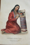 1855 Original Hand colored lithograph of CHIPPEWAY SQUAW & CHILD, from the octavo edition of McKenney & Hall’s History of the Indian Tribes of North America