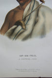1855 Original Hand colored lithograph of ON-GE-WAE, A CHIPPEWA CHIEF from the octavo edition of McKenney & Hall’s History of the Indian Tribes of North America (ONGEWAE)