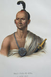 1848 Original Hand colored lithograph of KAI-POL-E-QUA, (KAIPOLEQUA) plate 13, A SAUKIE BRAVE, from the octavo edition of McKenney & Hall’s History of the Indian Tribes of North America