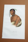 1848 Original Hand colored lithograph of JACK-O-PA (JACKOPA), a CHIPPEWA CHIEF, from the first octavo edition of McKenney & Hall’s History of the Indian Tribes of North America