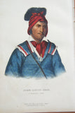 1855 Original Hand colored lithograph of FOKE-LUSTE-HAJO, A SEMINOLE CHIEF , from the octavo edition of McKenney & Hall’s History of the Indian Tribes of North America