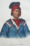 1855 Original Hand colored lithograph of FOKE-LUSTE-HAJO, A SEMINOLE CHIEF , from the octavo edition of McKenney & Hall’s History of the Indian Tribes of North America