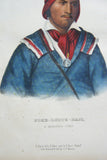 1855 Original Hand colored lithograph of FOKE-LUSTE-HAJO, A SEMINOLE CHIEF , from the octavo edition of McKenney & Hall’s History of the Indian Tribes of North America