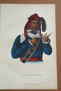 1855 Original Hand colored lithograph of  ITCHO-TUSTENNUGGEE (ITCHOTUSTENNUGGEE)  from the octavo edition of McKenney & Hall’s History of the Indian Tribes of North America